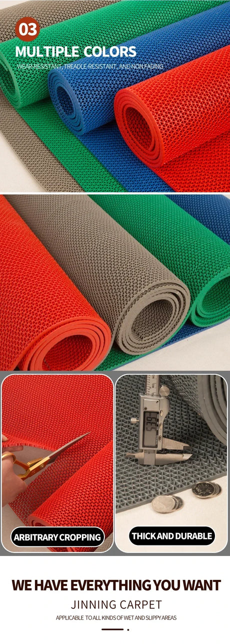 Waterproof Non Slip Floor Mats Plastic PVC Kitchen Bathroom Outdoor Pool Dirt Resistant Foot Mats Carpet For Home