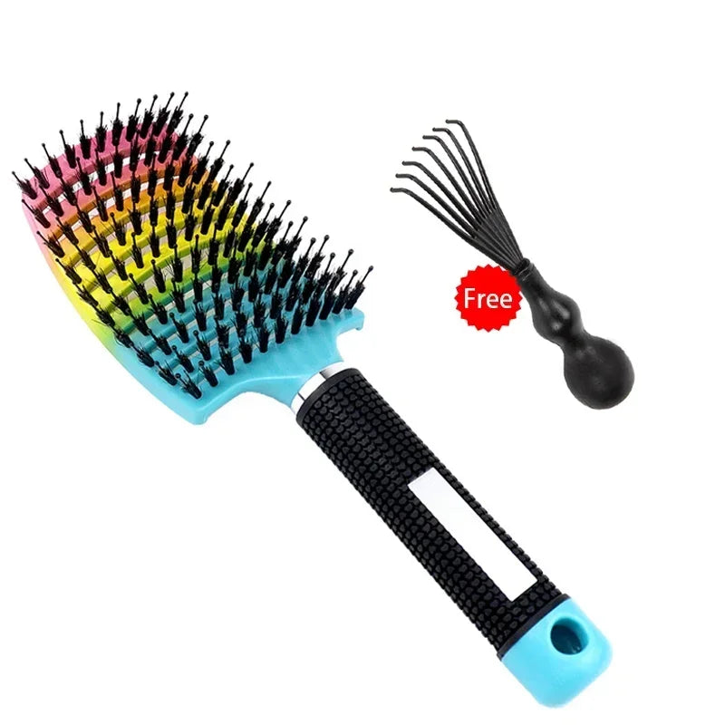Hair Brush Exfoliating Hair Brush Bristle Women's Wet Curly Hair Comb Salon Hair Styling Tool,Special for Real Hair Wigs
