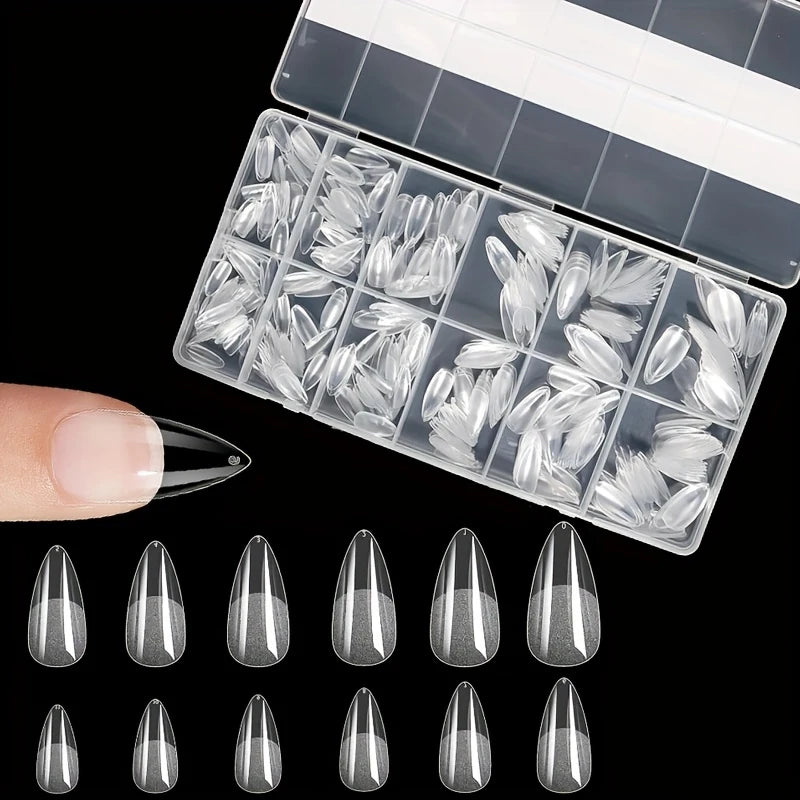 600 Pieces of Fake Nail Tips, Matte and Semi-Matte Effect, Almond French Coffin Shape, Stiletto Oval Square Shape, Thickened Fingertips at the Front