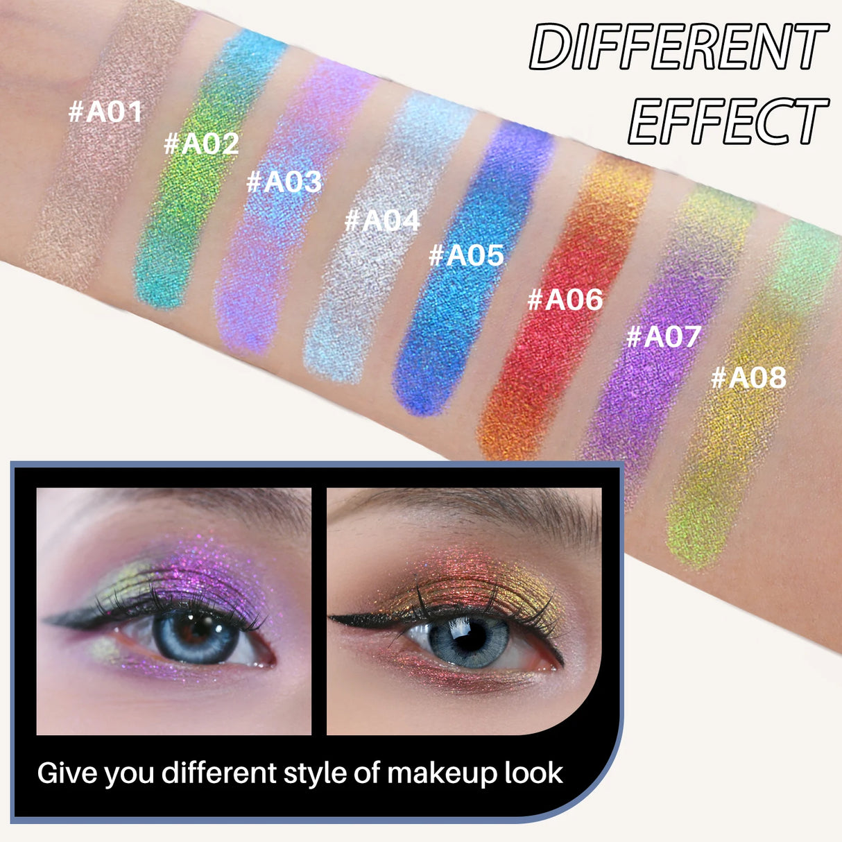 CHARMACY Multichrome Eyeshadow Pen Double Head Multichrome Eye Shadow Glitter for Eyes Waterproof Professional Maquillaje