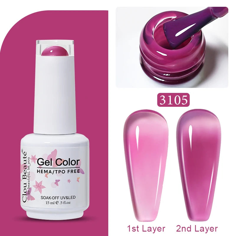 Clou Beaute Jelly Color UV Gel Manicure Summer Pink Nude Gel Nail Rainbow Nail Supplies For Professionals Semi-permanent Varnish