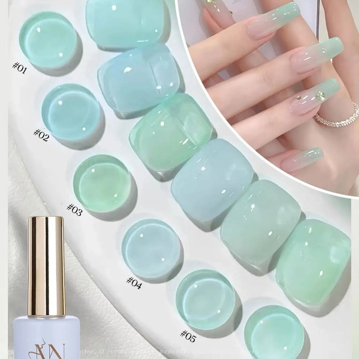 MN 12ML Selling Mint Mambo Gel Nail Polish ilky Green Blue-green Series Gel Polish Blue Nails Green Nail Summer Nail Spring Nail