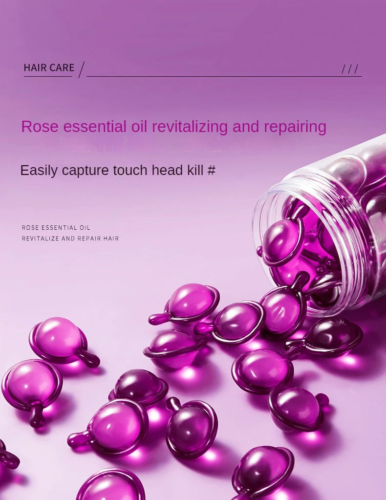 Hair Styling Serum for Frizzy & Dry Hair Rose Essence Oil Capsules Leave-in Anti Frizz Conditioner Repairs Dry, Damaged Hair