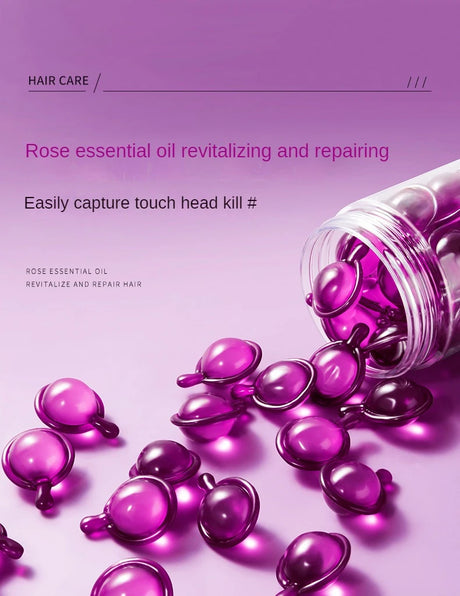 Hair Styling Serum for Frizzy & Dry Hair Rose Essence Oil Capsules Leave-in Anti Frizz Conditioner Repairs Dry, Damaged Hair