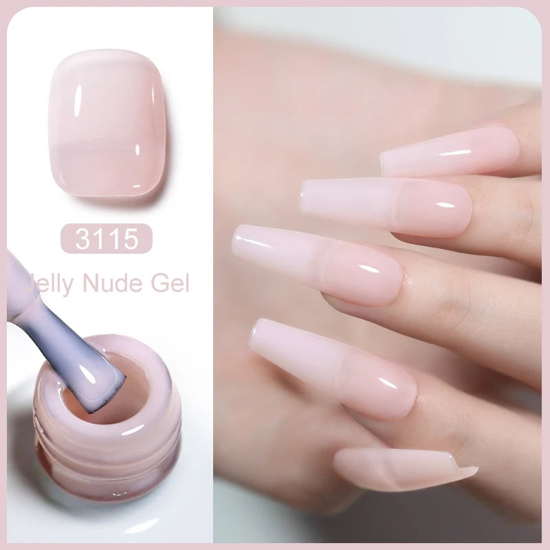 Clou Beaute Translucent Jelly Nude Pink Nail Gel Polish 15ml Vernis Semi Permanent Gel Colorful Varnish Nail Art Manicure Gel