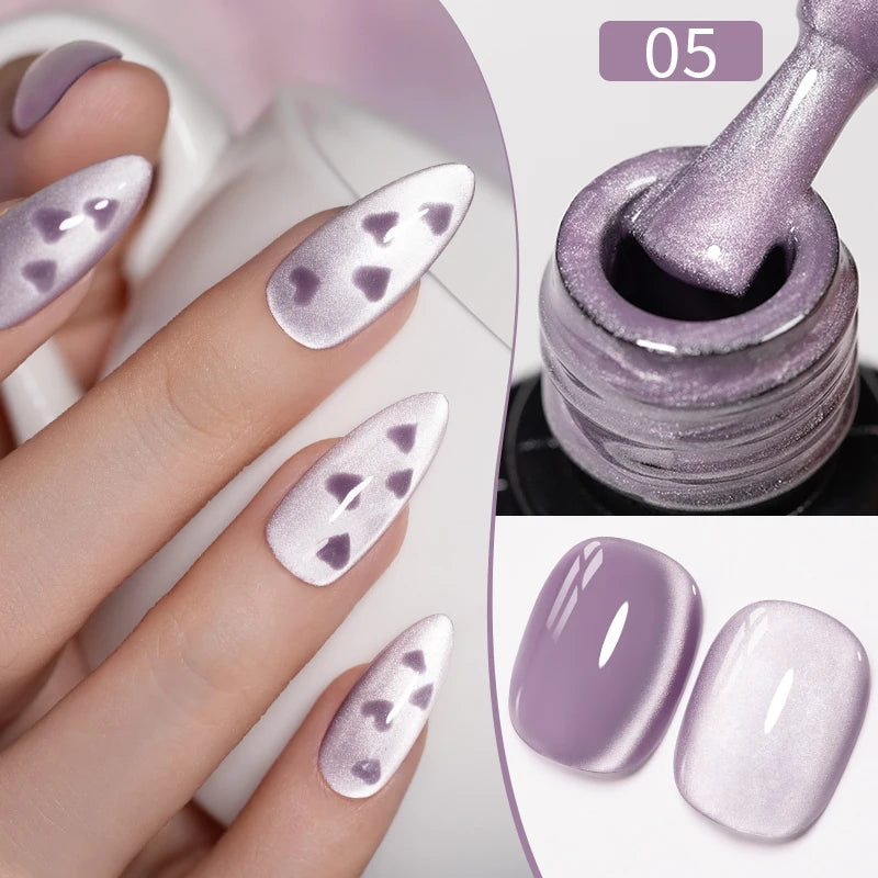 PUENTE 7.5ML Nude Shade Moonlight Cat Magnetic Gel Nail Polish Ultra-Bright Cat Eye Soak Off UV Semi-Permanent Varnish Manicure
