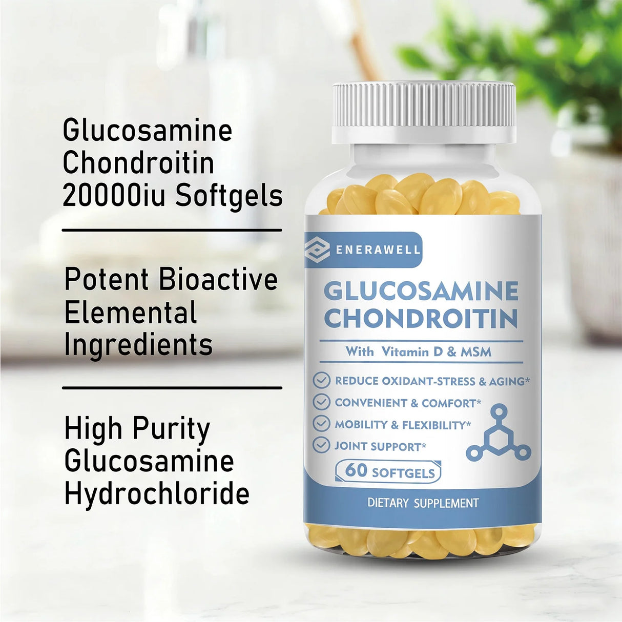 Glucosamine Chondroitin MSM - Supports Joint Health, Relieves Pain, Improves Joint Flexibility, and Enhances Immunity