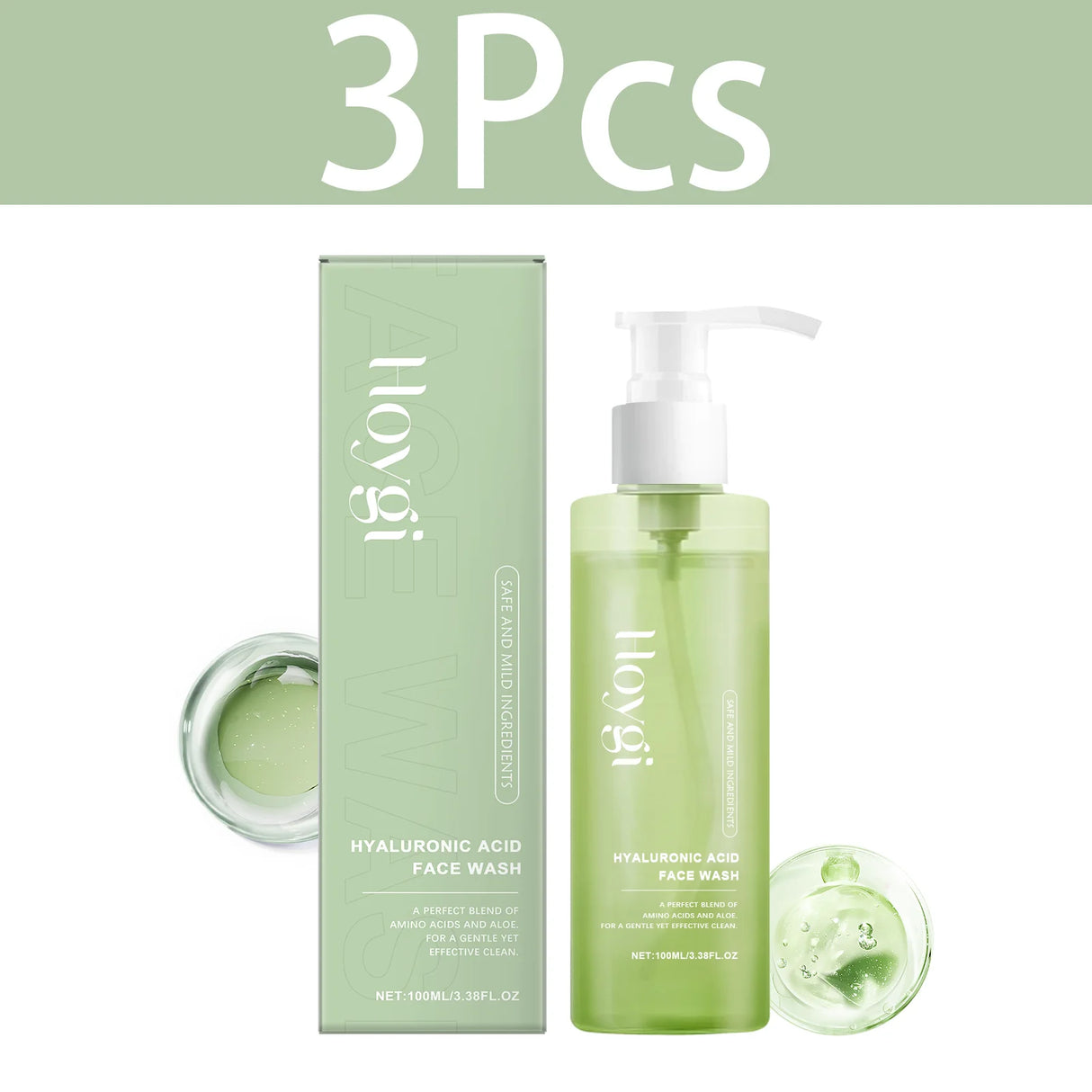 HOYGI Hyaluronic Acid Cleanser Oil Control Blackhead Remover Facial Skin Pore Cleansing Gel Brightening Exfoliating Face Wash
