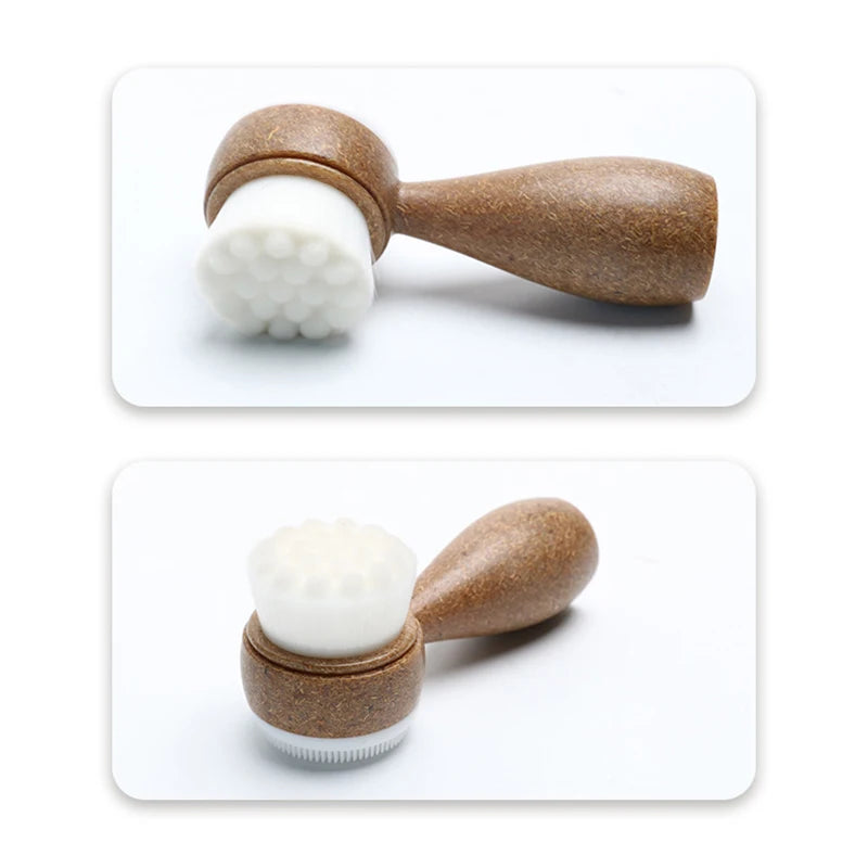 New Coconut Shred Handle Facial Brush Double Sided Facial Cleanser Blackhead Removing Pore Cleaner Exfoliating Facial Brush