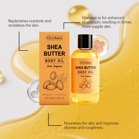 Shea Butter Body Oil Lightweight Fast Absorbing for Dry Rough Skin Soft Improve Dry Skin Body Massage Moisturizing Essential Oil