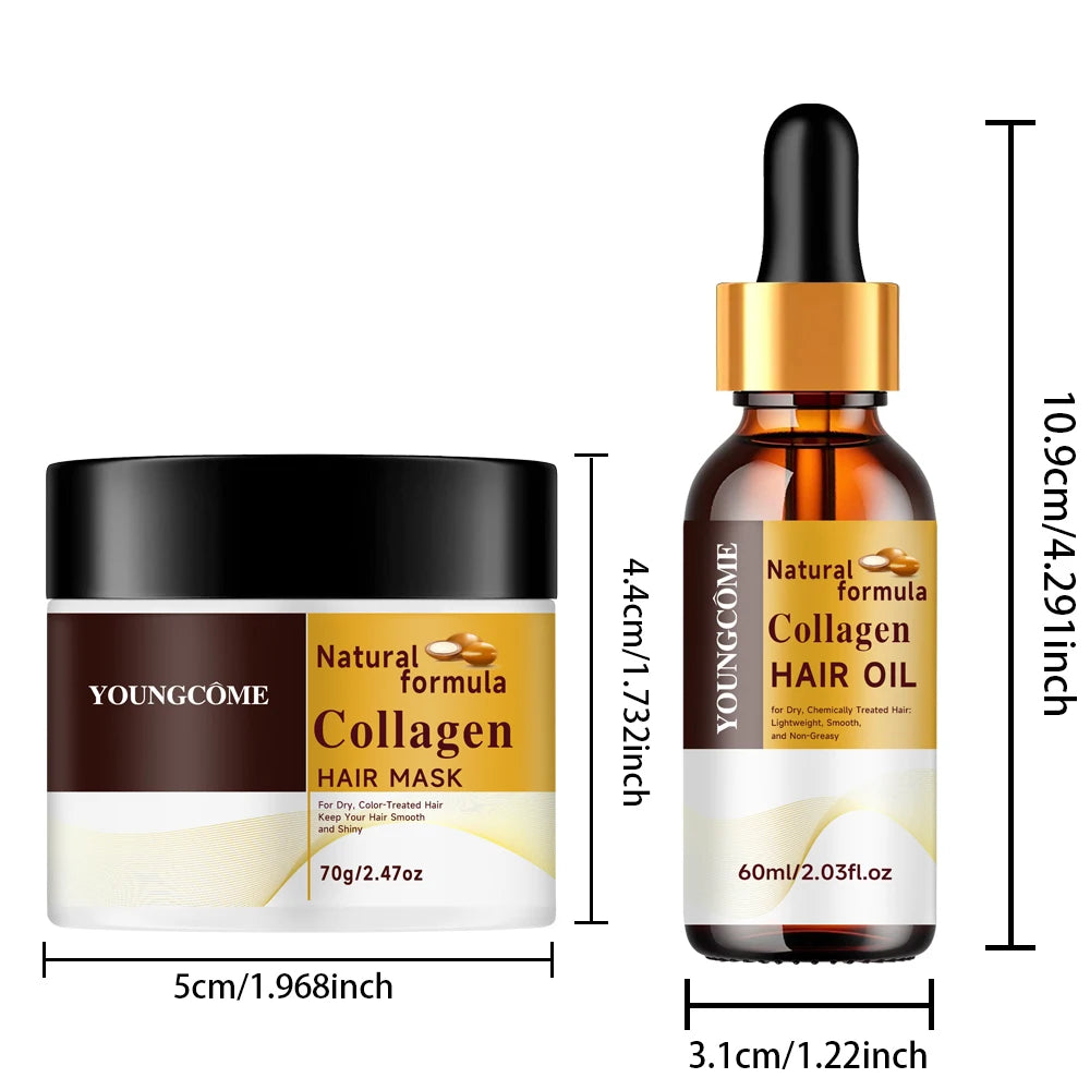 Collagen Hair Treatment Deep Repair Conditioning Argan Oil Hair Mask Essence for Dry Damaged Hair All Hair Type Hair Care Kit