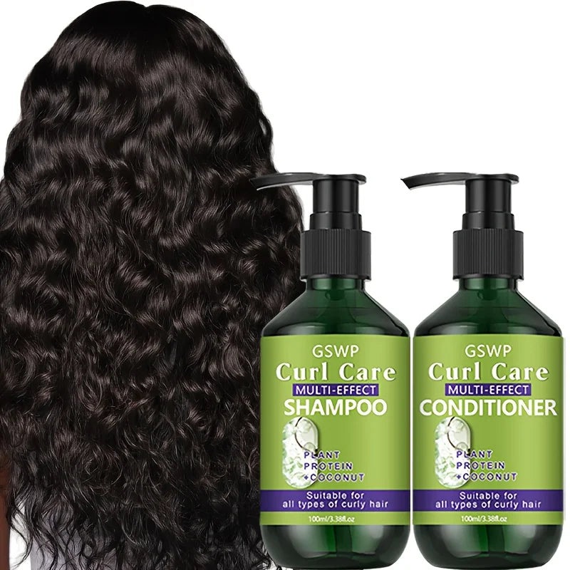 GSWP Curly Hair Care Shampoo and Conditioner Set, Is Moisturizing Properties and Deeply Nourishes and Cares for Curly Hair.200ml