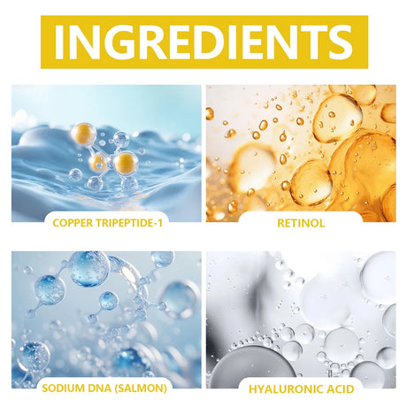 Salmon DNA PDRN + Yellow Peptide Complex Serum - Face Firming, Hydrating, Skin Repair, Radiance Glow, Lifting Treatment for Dull