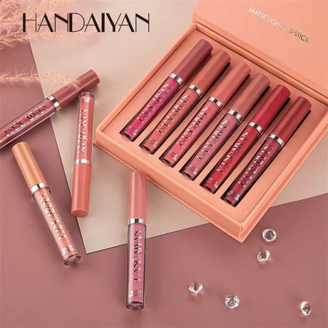 HANDAIYAN 1/6 PCS Lipstick Set Make-up for Women Non Stick Cup Waterproof Long Lasting Cosmetics Korean Makeup Matte Lipstick