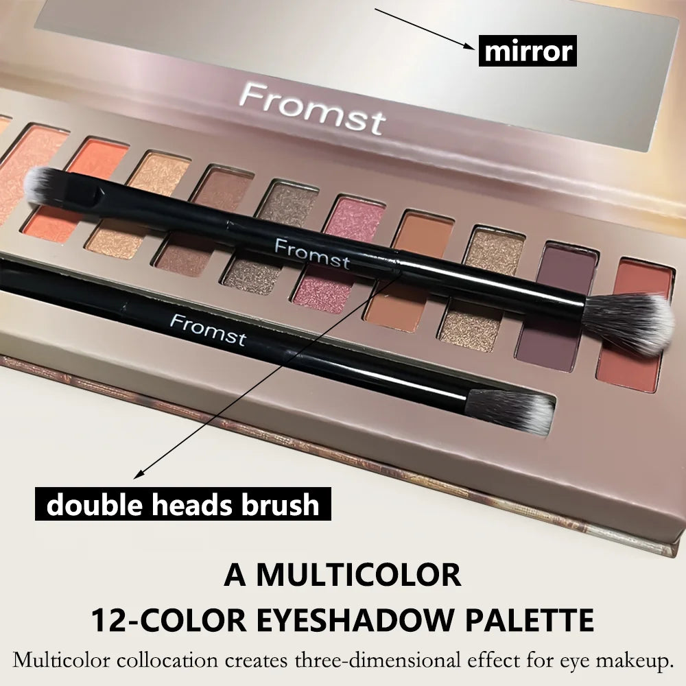 12 Color Matte Eyeshadow Plate Eye Makeup Waterproof Durable Sequins Metal Earth Color Natural Eye Shadow Makeup