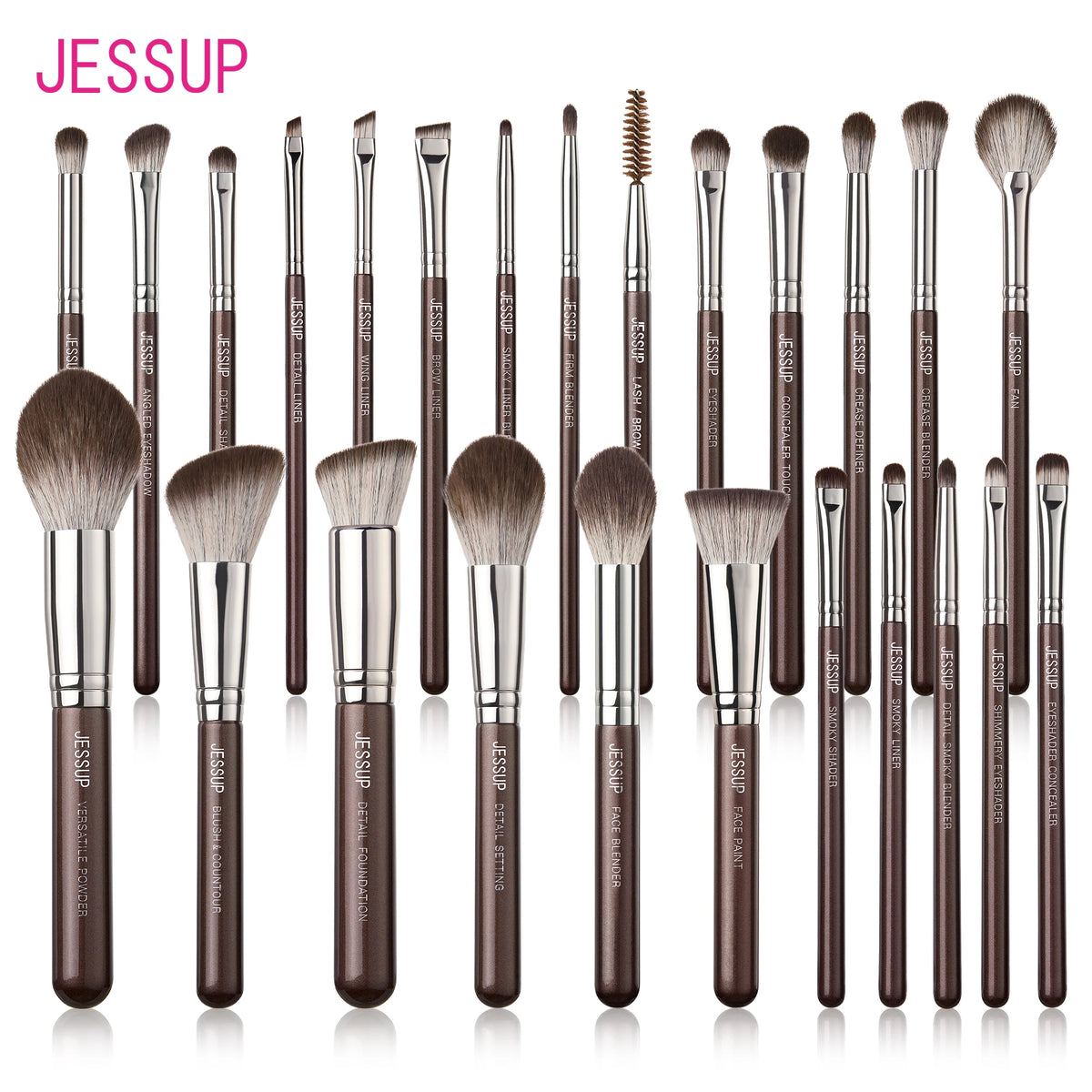 Jessup Makeup Brushes Set 15/25pcs Premium Synthetic Brown Make up Brushes Foundation Eyeshadow Concealer Blush Eyeliner, T511