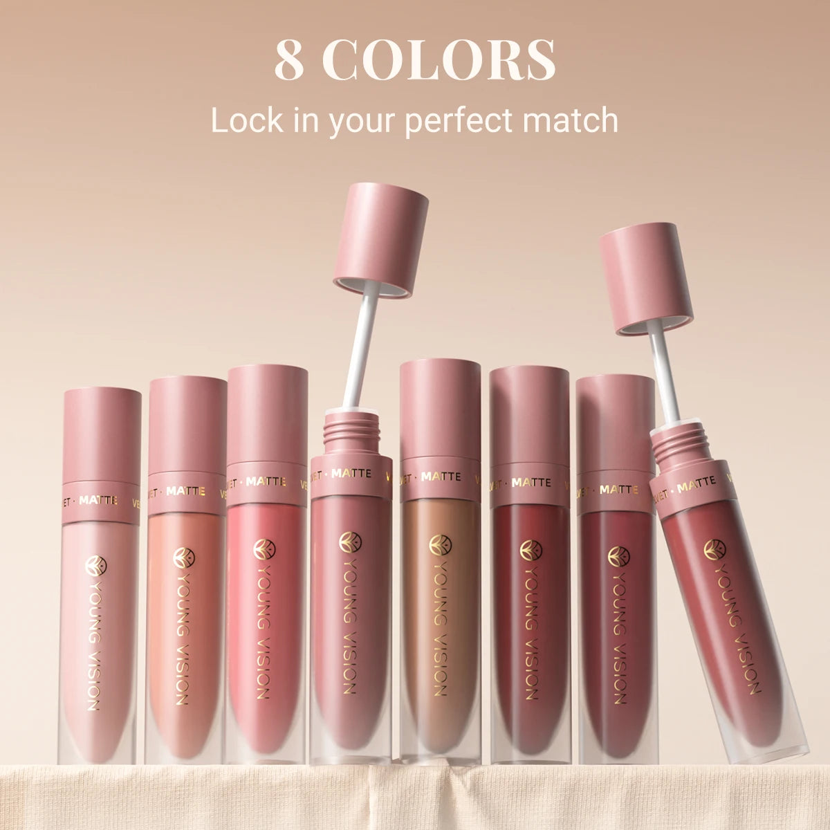 DUNUF Matte Velvet Lip Gloss, 3D Plumping & Waterproof, Square Tube Lipstick, Easy Application, 8 Shades (All-in-One)