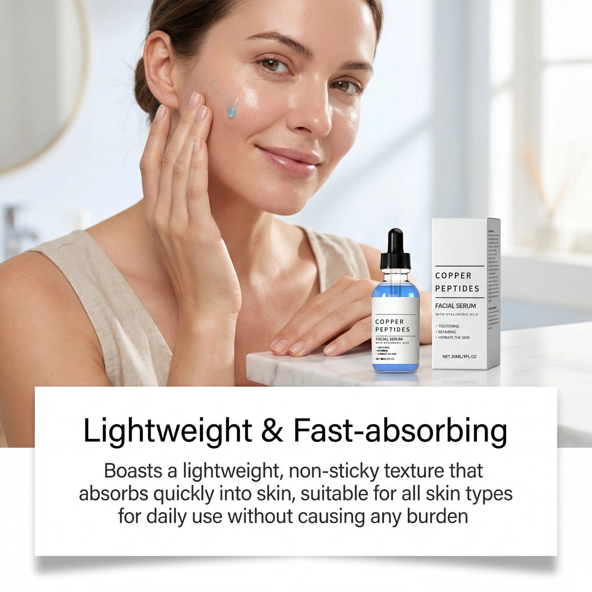 Copper Titanium Essence Hyaluronic Acid Serum For Sensitive Dry Moisturizing Brightening Soothing Face Skin Care Essence