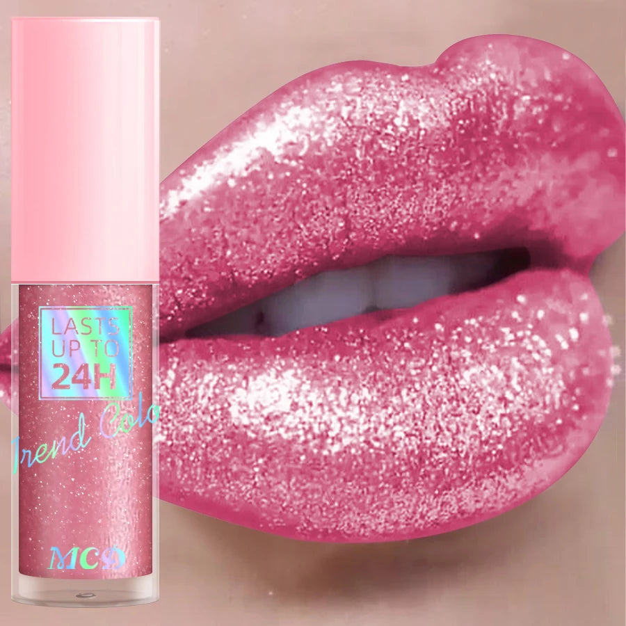 18 Colors Diamonds Glitter Lip Gloss Long Lasting Waterproof Liquid Lipstick Pearl Shining Lip Color Sparking Lip Makeup Women