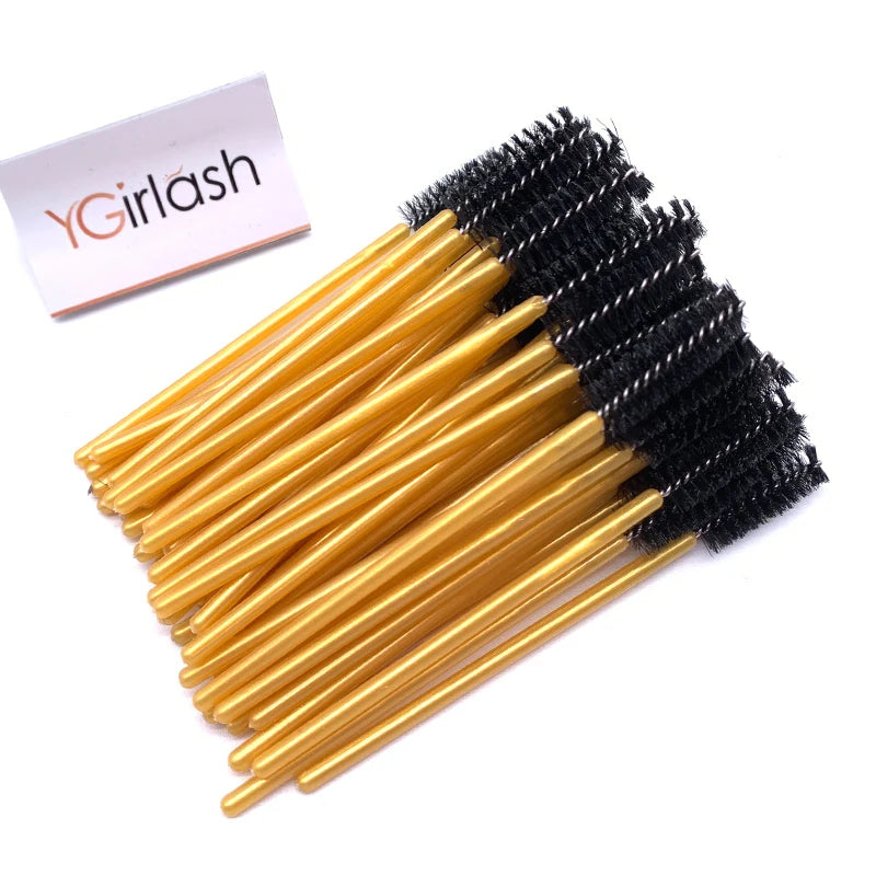 YGirlash 50Pcs Lash Swans Crystal Eyelash Applicator Disposable Diamond Handle Nylon Mascara Wands Brush Cosmetic Tools