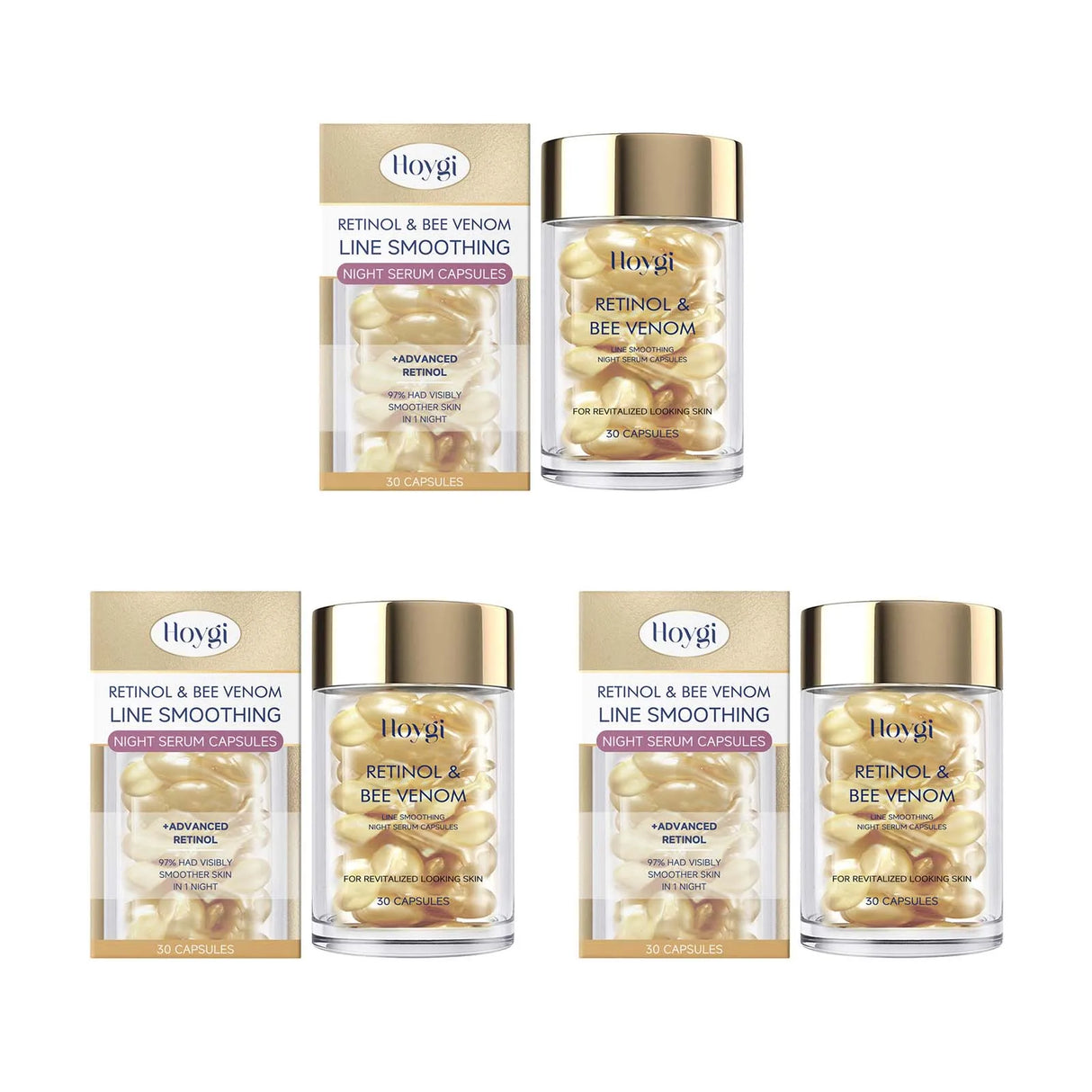 Retinol Bee Venom Facial Capsules Anti-Wrinkle Firming Smoothing Moisturizing Facial Skin Anti-Aging Night Serum for Face & Neck
