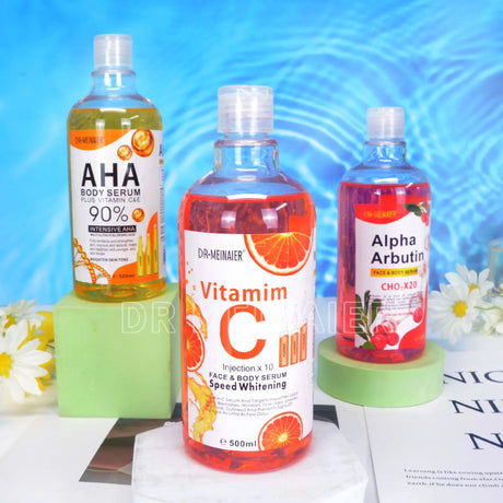 500ML Vitamin C AHA HYALURONIC& NICOTINAMIDE Face Serum Moisturizing Lightening Body Cream