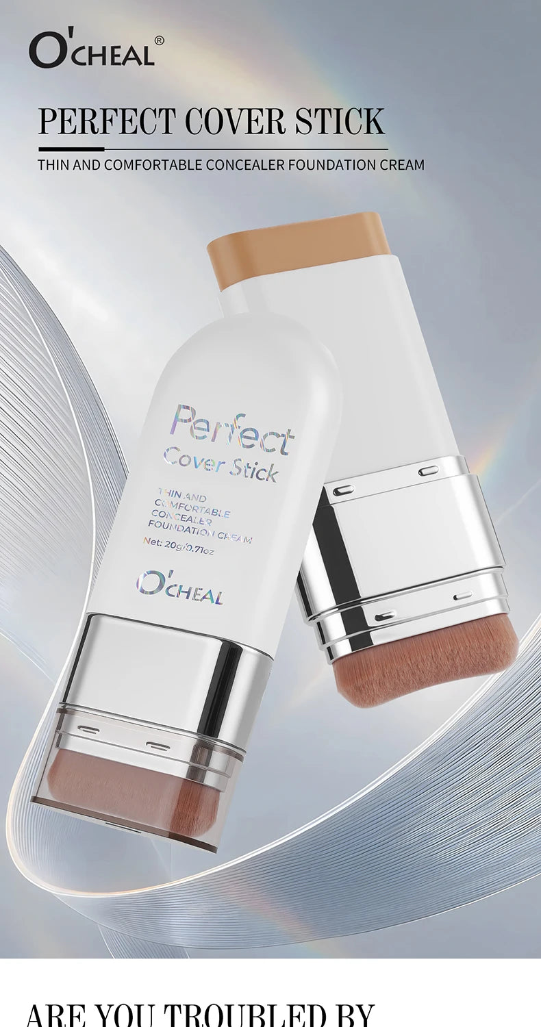 O'CHEAL Perfect Cover Stick Thin And Comfortable Concealer Foundation Cream Stick Instant Natural Waterproof Long-lasting Makeup