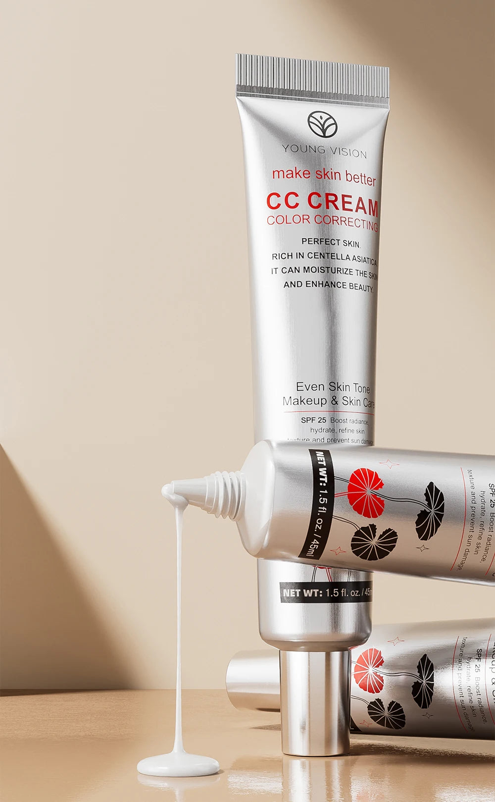 1PC/2PCS 45ml Brightening CC Cream Centella Asiatica Repairing BB Cream Natural Concealing Whitening Foundation Liquid Cosmetics