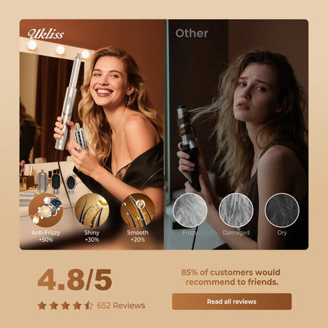 8 in 1 Hair Dryer Brush High Speed Brushless Blow Dryer Negative Ionic Hair Heating Brush Hot Air Styling Comb Auto Hair Curle