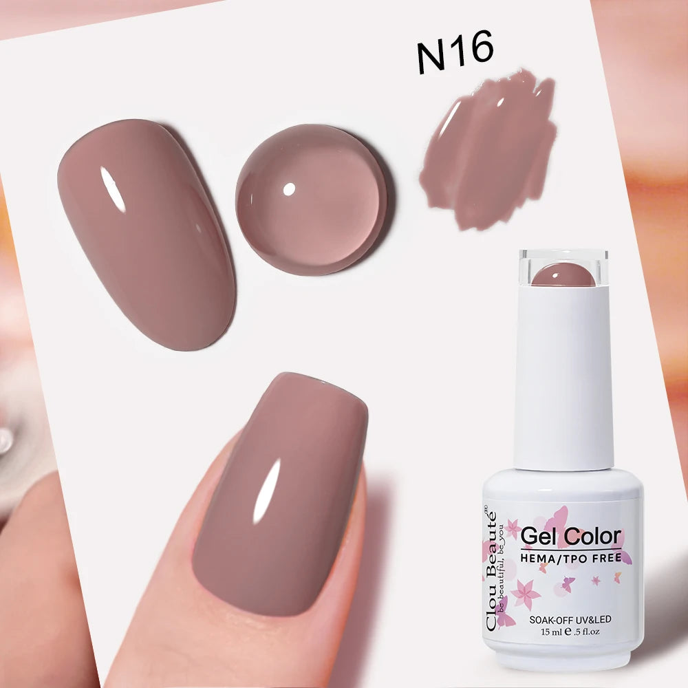 Clou Beaute Grey Color Nail Gel Polish Full Coverage Nail Polish Dark Red Gel Lacquer Varnish Vernis Semi Permanent Nail Art