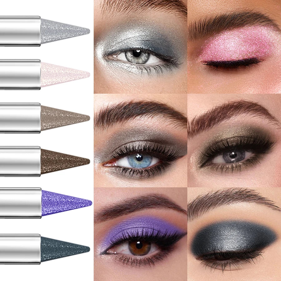 12 Colors Metallic White Black Purple Eyeshadow Pencil Glitter 1pc Liner Pen Highligter Long Lasting Blue Cream Eye Shadow