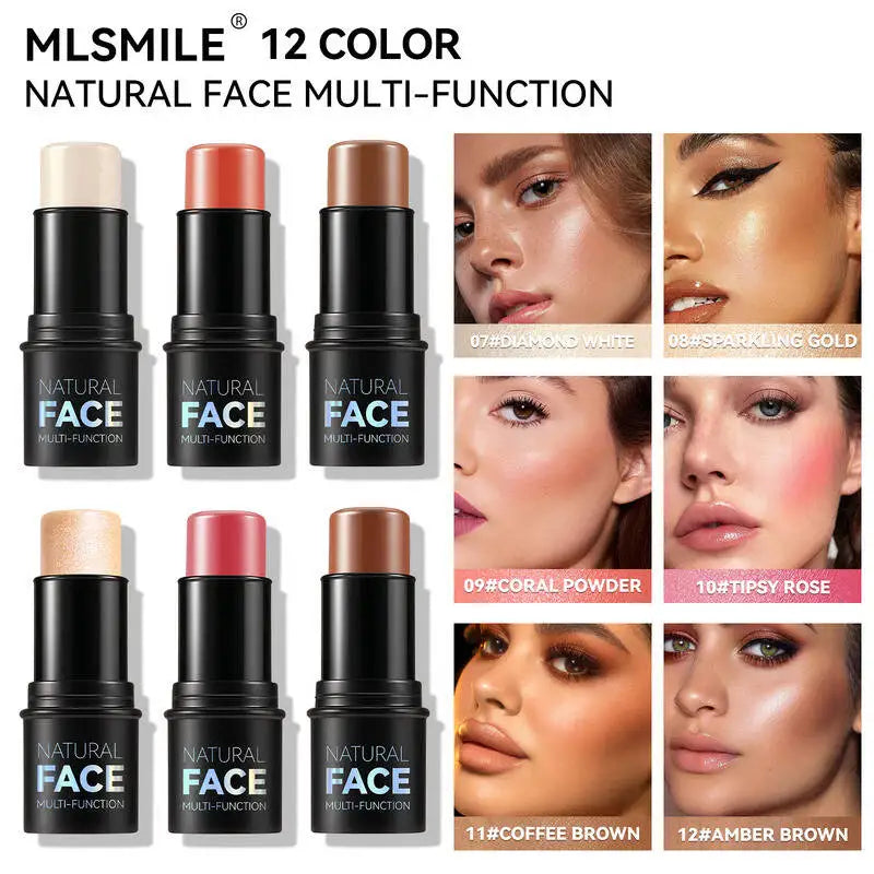 MLSMILE Highlight Contour 3-pack For 3D Makeup Brightening Skin Tone Face Blush Stick 3 Pcs Set 2025 New