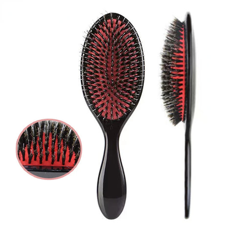 1PC Oval Boar Bristle & Nylon Hair Comb Mini Anti-static Hair Scalp Massage Comb Hairbrush Salon Hair Care Brush Styling Tool