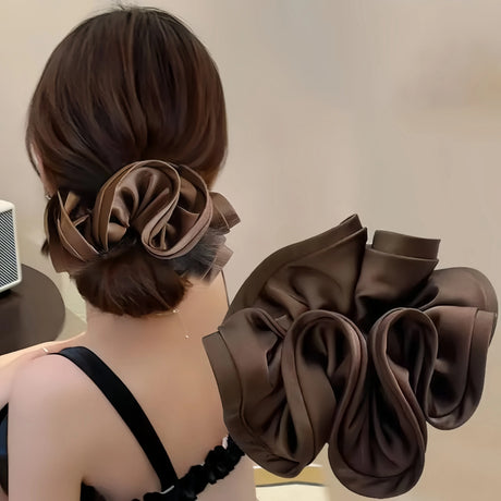 Korean Big Hair Tie Ribbon Scrunchies Satin Elastic Hair Band Bow Women Simple Temperament New Style Ponytail Hair Accessories