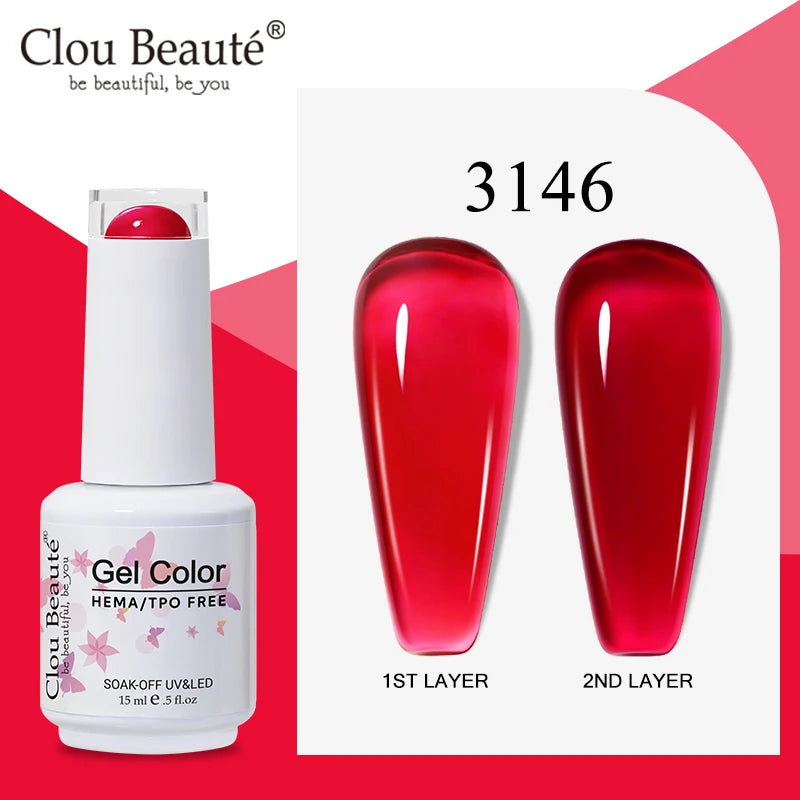 Clou Beaute Translucent Jelly Nude Pink Nail Gel Polish 15ml Vernis Semi Permanent Gel Colorful Varnish Nail Art Manicure Gel
