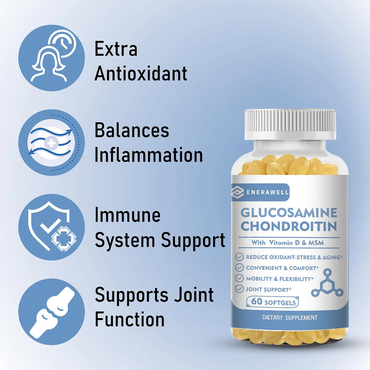 Glucosamine Chondroitin MSM - Supports Joint Health, Relieves Pain, Improves Joint Flexibility, and Enhances Immunity