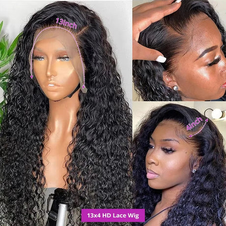 13x4 13x6 Water Wave Curly Human Hair Wig 30 Inch Lace Front Wig Human Hair Deep Wave Frontal Wig Hd Lace Wigs For Black Women