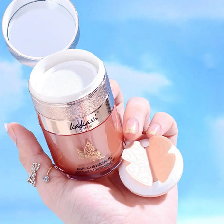 Butterfly Cushion BB Cream,Moisturizing Concealer Makeup Base BB Liquid Foundation,Butterfly Air Cushion Powder Puff CC Cream