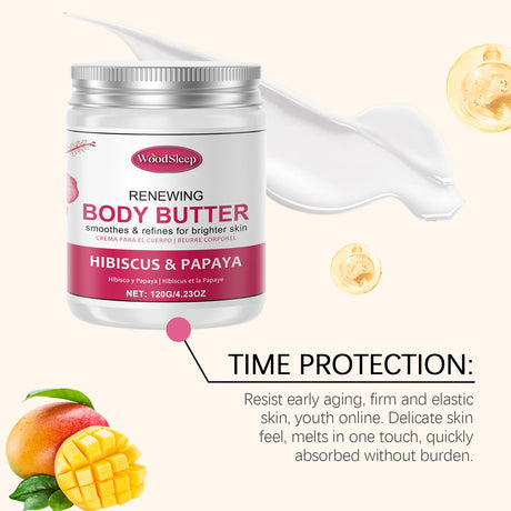 Woodsleep Coconut Body Butter Cream Long Lasting Smooth Skin Firming Anti Crack Honey Mango Papaya Moisturizing Body Cream 120g