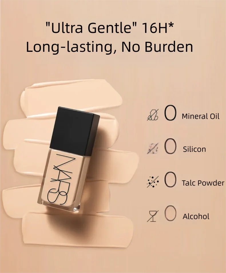 NARS Square Bottle Natural Radiant Longwear Foundation - Multi-Recovery Complex, Hydrating Antioxidant, L0/L2/L2.5 Shades 30ml
