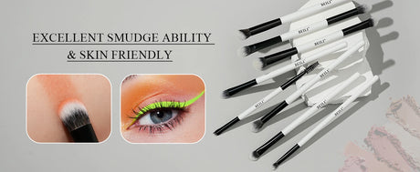 BEILI Dual-ended Makeup Brush Set Professional 12 Pcs Vegan Contour Foundation Powder Eyebrow Bronzer Brushes Cosmetics Kit