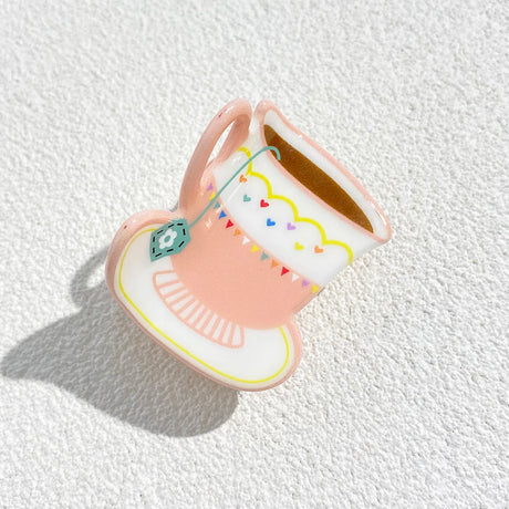 Sweet Cute Plastic Pastoral Flower Print Cup Shark Hairpin For Women Girls New Cute Vase Shape Hair Clip Claw Accessories