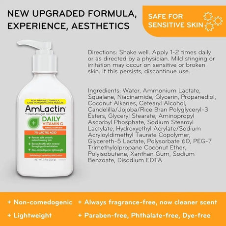 Amlactin Moisturizing Body Lotion With Fruit Acid Gently Exfoliates Dead Skin Cells Reduce Roughness For Seasonally Sensitive Sk