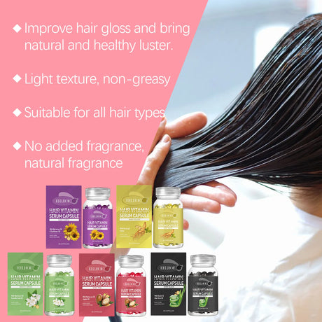 EELHOE Vitamin E in Oil for Hair Loss Prevention Strengthening Hair Roots Moroccan Argan Oil Smooth Regrowth Hair Oil Capsules