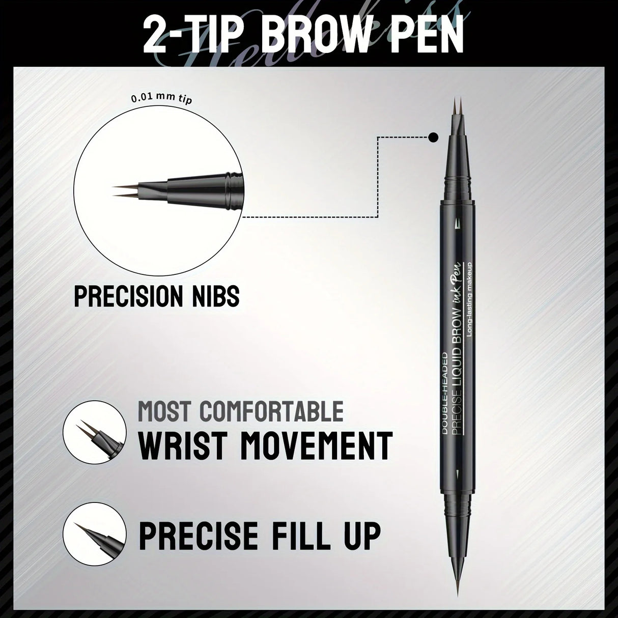 Waterproof Dual-Tip Liquid Eyebrow Pencil, Available in Light Brown, Brown, Dark Brown, Dark Black, and Black, Multi-Pack, for Natural Eyebrow Makeup, Quick-Drying, Sweat-Proof, Smudge-Proof, with Eyebrow Brush, Dual-Tip Liqu
