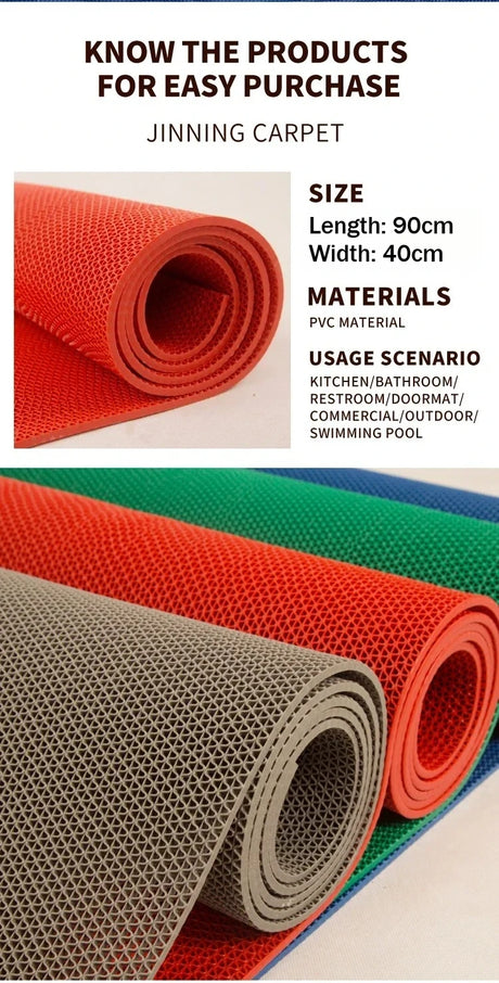 Waterproof Non Slip Floor Mats Plastic PVC Kitchen Bathroom Outdoor Pool Dirt Resistant Foot Mats Carpet For Home