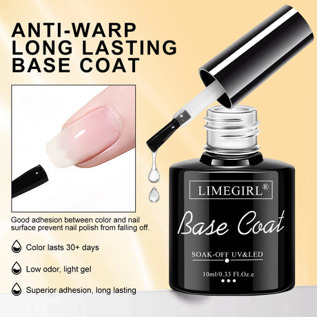 LIMEGIRL 3pcs/Kit Nail Art Soaking Base Coat Clear Coat Nail Polish with Cuticle Nail Care Softener UV Gel Multipurpose Nail Kit