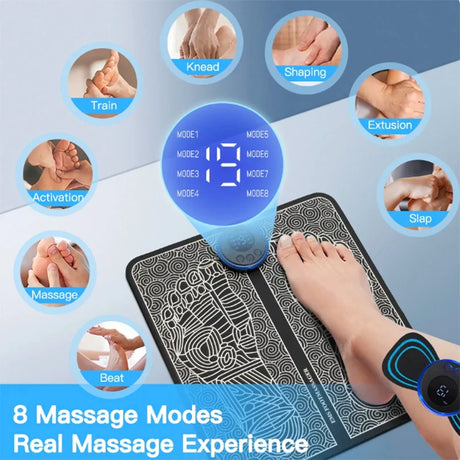 Remote EMS Foot Massager Pad Portable Electric Muscle Stimulation Massage Mat Improve Blood Circulation Relief Pain Relax Feet