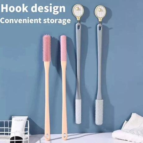 Long Handled Toe Gaps Cleaning Brush Super Soft Silicone Foot Scrubber Exfoliating Brush Foot Wash Brush For Shower