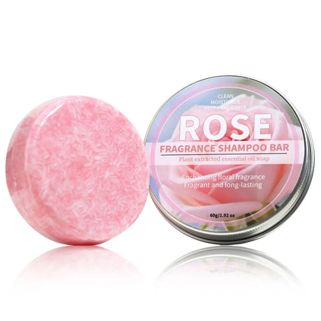 Pink Rose Essential Oil Shampoo Bar, Plant Extract Essence Deep Cleaning Hand Soap, Soft Shampoo and Hair Care Soap